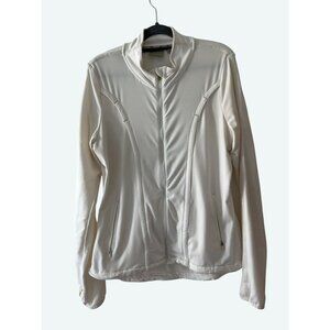 Athleta Women's 218141 White Love Full‎ Zip Yoga Jacket Mock Neck Medium